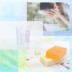 Photo image of washing and cleansing products for aging care.